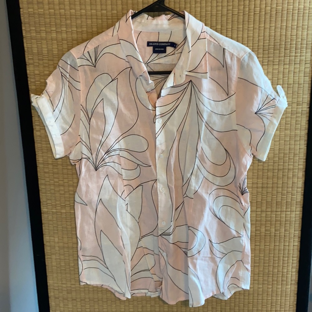 L Island Company linen short-sleeve button-up NWT